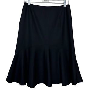 Ann Taylor Black Godet Career Professional Office Lined Fitted Modest Skirt 8